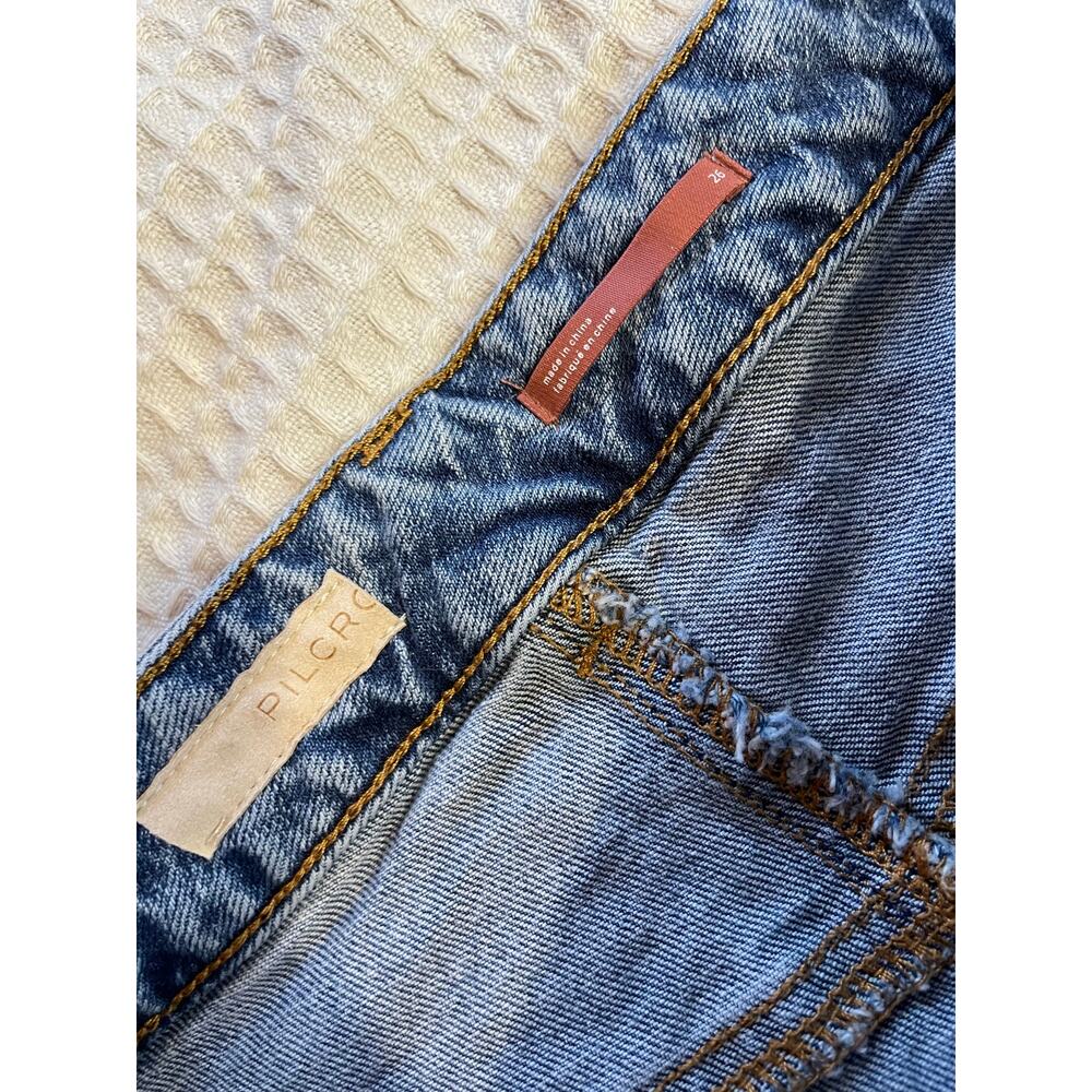 Pilcro Anthropologie Medium Wash Distressed Nood Zelus Denim Micro Mini Skort 26 - Picture 6 of 12